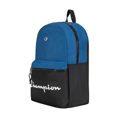 Champion Manuscript Backpack with Padded Adjustable Straps, Water Bottle Pocket for Work, Travel, Daily Use - color: Blue