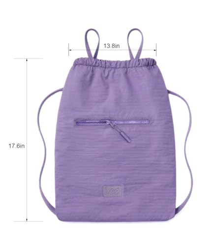 Lee Drawstring Backpack Bag Lightweight Small Gym Swim Beach Bag Water Resistant Sports Sackpack for Men Women, LEE48-002PP - color: Purple