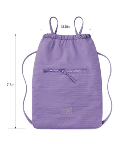 Lee Drawstring Backpack Bag Lightweight Small Gym Swim Beach Bag Water Resistant Sports Sackpack for Men Women, LEE48-002PP - color: Purple