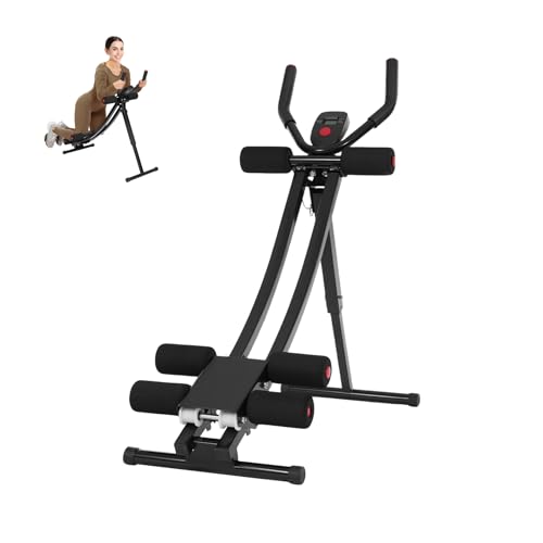 Ab Machine Abdominal Crunch Core Workout Equipment Foldable Exercise Ab Trainer Machine Coaster Abdominal/Core Fitness All Training Equipment Levels for Home & Gym - size: 35.4*15.7*34.6in Black