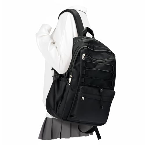 Black Backpacks For College Students Women,Aesthetic Bookbag,Casual Dayback Small Travel Backpacks,Waterproof Middle School Backpack For Teens Girls Boys - color: Black