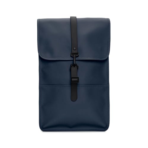 RAINS Backpack - Navy Waterproof Slim Backpack for Men and Women - 15 Inch Laptop Compartment, Flap Closure, Water Resistant & Water Repellent - 2 Year Warranty - color: Navy, size: Standard