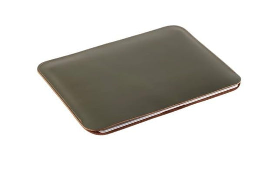 Leather HP Laptop Sleeve, Handmade Slim Case for HP Envy 17" - color: Matte Green & Tobacco