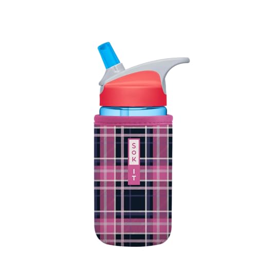 Sok It BotlSok Water Bottle Sleeve Insulated Neoprene Cover (Berry Plaid, Fits 12oz CamelBak or Nalgene) - color: Berry Plaid, size: Fits 12oz CamelBak or Nalgene