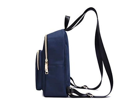 Women Mini Backpack Purse Water resistant Nylon Fashion College Bag Casual Daypack - color: Navy