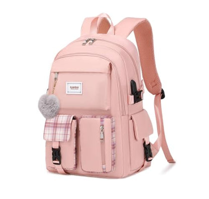 Acmebon Girl Roomy Fashion Laptop Backpack Casual Daily Backpack for Women Pink - color: Pink