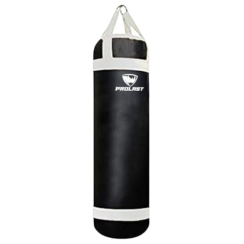 4 ft 80lb Heavy Boxing Punching Bag, Muay Thai, MMA, Strength Training Equipment, Hanging, Rhino Logo, Two Tone - color: Black / White, style: Filled