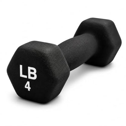 Neoprene Hexagon Dumbbells with Cast Ergo Handle (1 to 15lbs Pack of 1, 2, 4) | Durable Anti-Slip Exercise & Fitness Strength Training Free Weights for Home Gym | Black | For Men & Women - color: Black-4Lb pack of 1