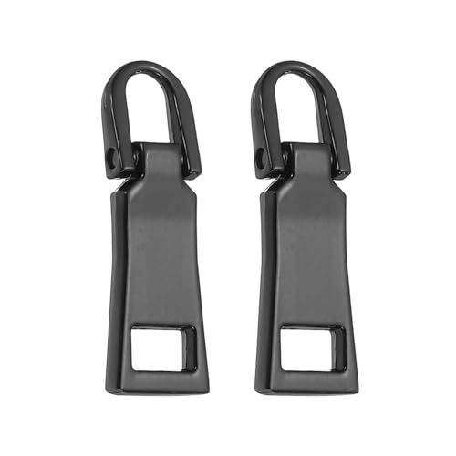 uxcell 2Pcs Zipper Pull Replacement, Detachable Metal Zipper Handle Mend Fixer Tab Repair for Luggage Suitcase Backpack Jacket Bags Boots Coat Handbags, Black - color: Black