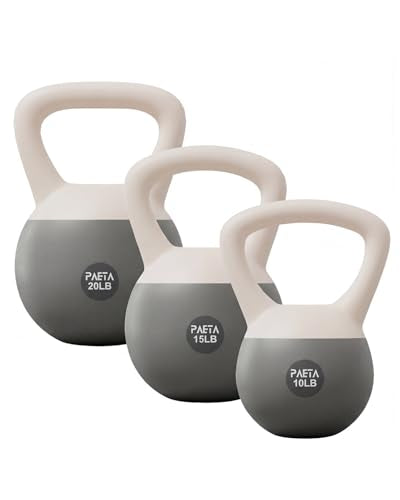 PAETA Soft Kettlebell for Home Fitness – Anti-Slip Grip & Wide Handle Design,Soft Kettlebell Set, Gentle Floor-Friendly Impact – 10lbs, 15lbs, 21lbs, for Home Functional Training - color: 45lbs White