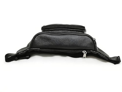 large 3 Pockets Leather Fanny Pack Travel Waist packs Waist Pack Suitable for Outdoor Mountaineering Travel Camping Cycling Running etc Fanny packs (Black) - color: Black 381 model