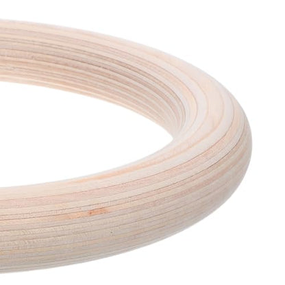 PRETYZOOM 2pcs Wooden Gymnastics Rings Set with Adjustable Straps for Full Body Calisthenics Training and Pull Ups, Sturdy Birch Wood Exercise Rings for Home Gym and Strength Workout