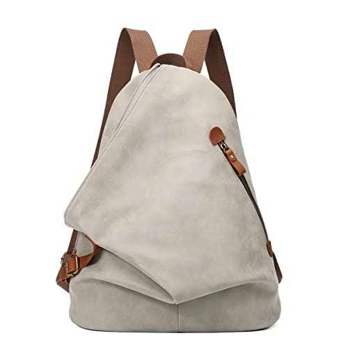 KL928 PU Leather Vintage Backpack – Large Casual Daypack Outdoor Travel Rucksack Hiking Backpacks for Men Women - color: 6882-pu-l.grey