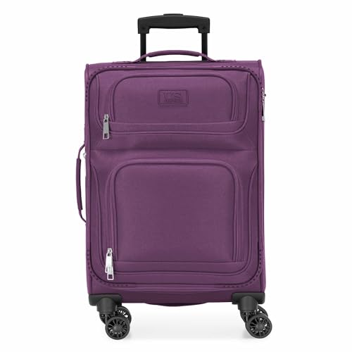 U.S. Traveler Rio Lightweight Softside Rolling Carry-on Suitcase, 4-Wheel Single, Purple - color: Purple, size: 22"