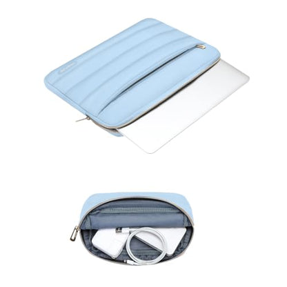 MOSISO Laptop Case 14 inch, 14 inch Puffy Laptop Sleeve Compatible with HP Lenovo Dell ASUS Acer, HP Stream, Dell Latitude, Lenovo IdeaPad, Polyester Horizontal Bag with Small Case, Air Blue - color: Air Blue, size: 14 inch