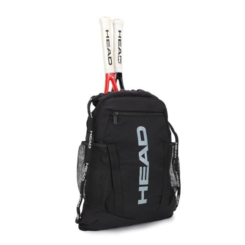 HEAD Men's Drawstring Backpack with Shoe & Phone Pocket,Structured Sports Gym Sack with Bottle Holders for Basketball, Workout, Tennis, Swimming, Travel,Training - color: Black