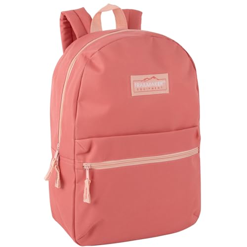 Trail maker Classic 17 inch Backpacks with Adjustable Padded Straps | School Backpacks for Girls, Boys (Coral) - color: Coral