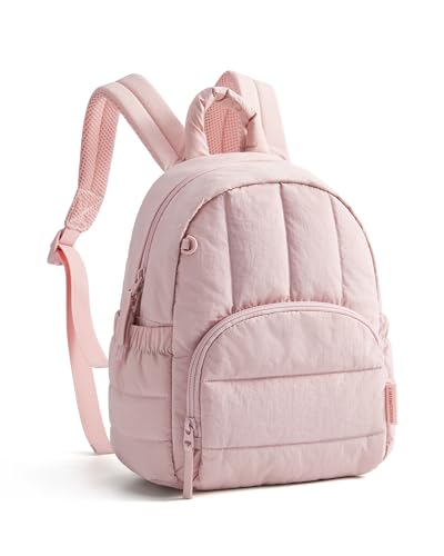 BAGSMART Mini Backpack for Women, Lightweight Puffer Small Backpack Purse, Quilted Casual Travel Daypack, Cute Water-Resistant Bookbag for Daily, Pink - color: Baby Pink