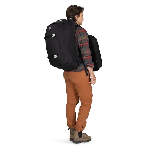 Osprey Fairview 55L Women's Travel Backpack - Carry On Bag with Personal Item Sized Detachable Daypack, Black, Extended Fit - color: Black, style: 55l - Extended Fit