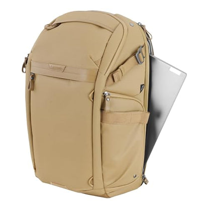 VANGUARD VEO Metro B30L Camera & Everyday Backpack (Beige) – Fits 70–200mm Attached, 17" Laptop Storage, Convertible Daypack Design, Travel-Ready Carry-On - color: Beige, size: 30L