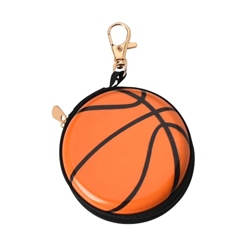 YALLNASL Soccer Basketball Volleyball Baseball Storage Bag Wallet Organizer Coin Pouch Keychain Case for Earplugs Earbuds Earphone - color: Basektball Keychain