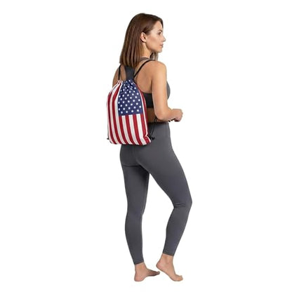 American Flag Drawstring Backpack, Lightweight Cinch String Sports Sackpack for Men & Women,pack of 2 - color: Americanflag