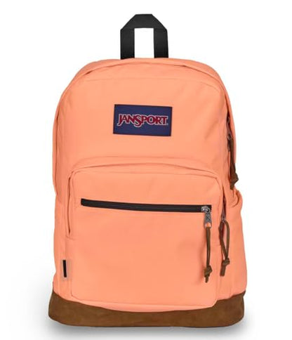 JanSport Right Pack Backpack - Durable Daypack with Padded 15" Laptop Sleeve, Spacious Main Compartment & Integrated Water Bottle Pocket - Peach Neon - color: Peach Neon