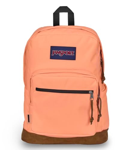 JanSport Right Pack Backpack - Durable Daypack with Padded 15" Laptop Sleeve, Spacious Main Compartment & Integrated Water Bottle Pocket - Peach Neon - color: Peach Neon