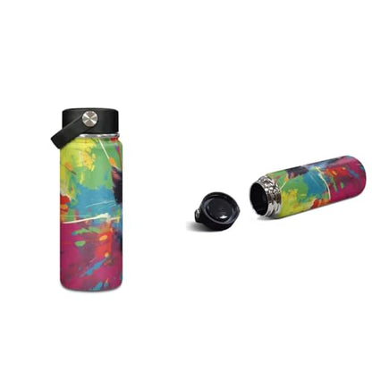 ZOUTAIRONG School Bags and Small Thermos, Colorful Inkjet Cat Design Large Capacity Fashion Casual Backpack with Side Pockets for Mini Water Bottle - color: Colorful Inkjet Cat