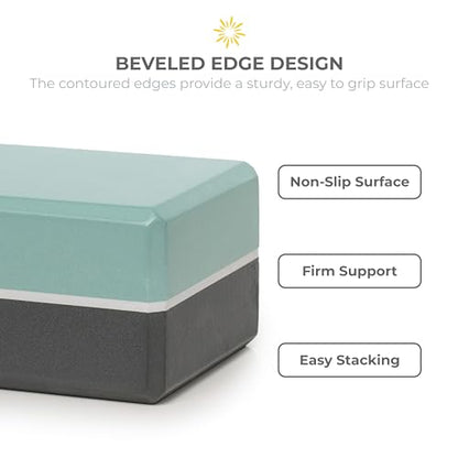 4" Striped Yoga Block, 6 Pack Bulk EVA Foam Yoga Blocks, Firm and Supportive Yoga Brick, Balance Foam for Stretching, Pilates, and Workout, 4" x 6" x 9"