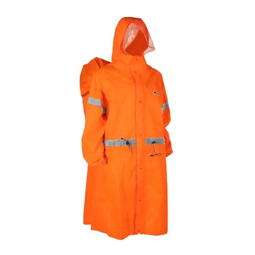BlueField Unisex Reflective Outdoor Backpack Raincoat Rain Cover One-piece Rain Poncho Cape Jacket for Hiking Camping Cycling - color: Orange, size: Small