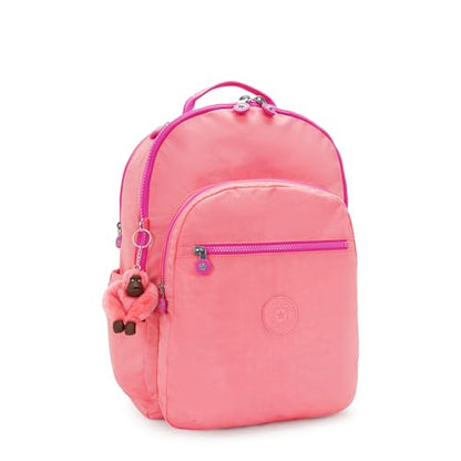 Kipling Women's Seoul Extra Large 17" Laptop Backpack, Durable, Roomy with Padded Shoulder Straps, Built-In Protective Sleeve - color: Pink Burst, size: 13.5''L x 17.75''H x 9''D