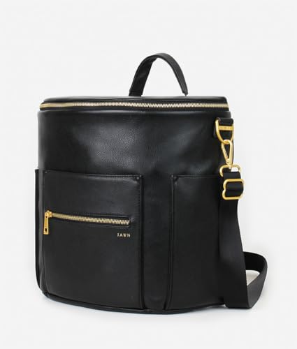 FAWN DESIGN The Original Diaper Bag, Faux Leather Diaper Bag Backpack, Vegan Leather, Large Capacity Baby Bag for Mom - color: Black