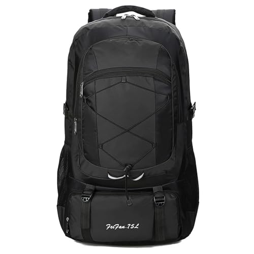 75L Hiking Backpack Trekking Rucksack Waterproof Daypack Durable Backpack for Women Men Camping Climbing Travel Outdoor Sports Black - color: Black