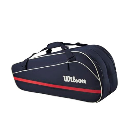 WILSON 2025 Team Tennis Racket Bags - color: Navy/Red, size: Holds up to 6 Rackets