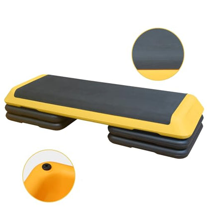 GOWE Adjustable Aerobic Stepper Workout Step with 4 Risers Fitness & Exercise Platform Trainer