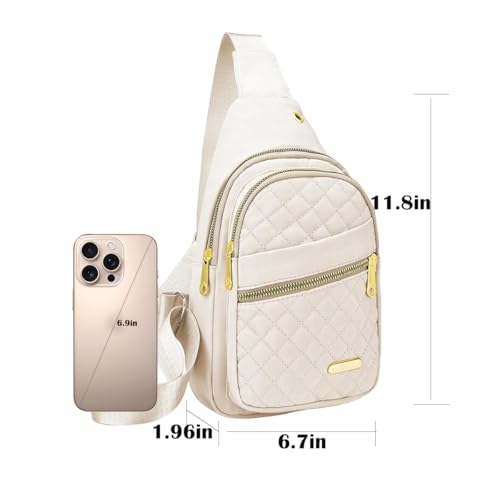 Crossbody Small Sling Backpack Sling Bag for Women Men, Chest Bag Daypack Crossbody for Travel Sport Running Hiking (White) - color: White