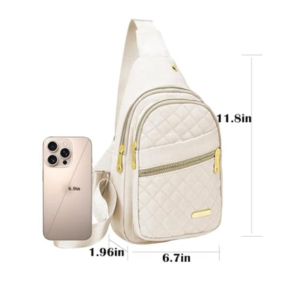 Crossbody Small Sling Backpack Sling Bag for Women Men, Chest Bag Daypack Crossbody for Travel Sport Running Hiking (White) - color: White