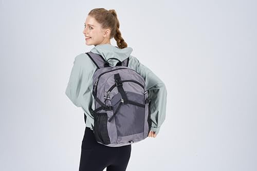 Small Hiking Backpack for Women Men 20L Lightweight Travel Backpack with Phone Pocket Waterproof Daypack for Women Men - color: Grey