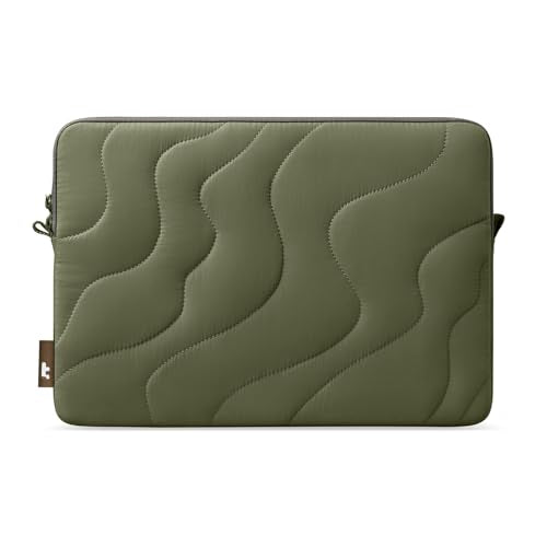 tomtoc 360 Protective Puffy Laptop Sleeve for 13-inch MacBook Air M5/A3449(2026)/M4/M3/M2 A3240 A3113, MacBook Neo A18 & MacBook Pro M2/M1, Quilted Soft Puffer Bag for 13-inch Surface Pro Copilot+PC - color: Greenlands, size: 13-inch for MacBook Air/Pro