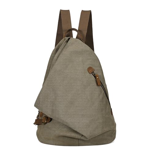 KL928 Canvas Vintage Backpack – Large Casual Daypack Outdoor Travel Rucksack Hiking Backpacks for Men Women - color: 6882-canvas-olive Green