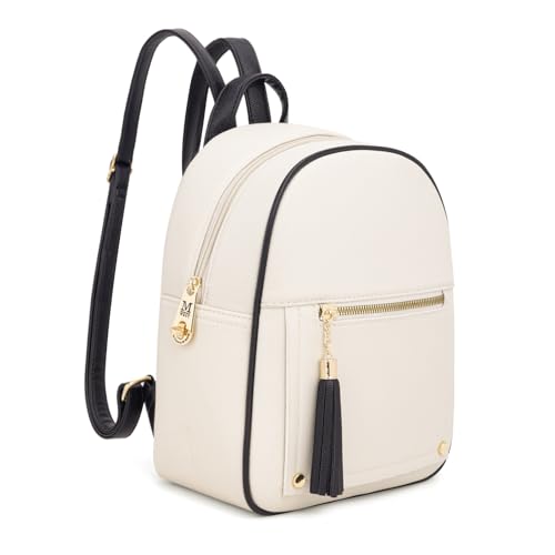 Montana West Mini Backpack Purse for Women Anti Theft Backpacks with Secured Zipper and Tassel - color: Mini Beige & Black