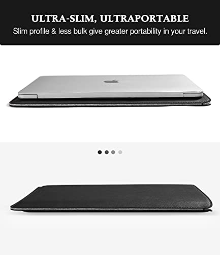MoKo Laptop Sleeve Compatible with MacBook Air 13.3 M5/4/3/2/1, 13-in Mac Pro M2/M1 & MacBook Neo A18, PU Leather Notebook Computer Protective Carrying Bag Slim Stylish Case Pouch, Black - color: Black, size: 13.3 inch