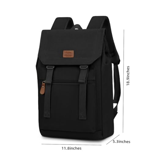 Laptop Backpack Women,Work Backpack Woman Canvas,Commuter Black,Bookbag Fits 17 inch Lapop. - color: Black