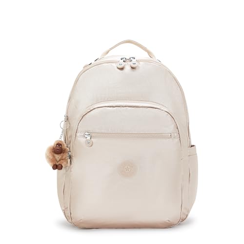 Kipling Women's Seoul Extra Large 17" Laptop Backpack, Durable, Roomy with Padded Shoulder Straps, Built-In Protective Sleeve - color: Quartz Metallic, size: 13.5''L x 17.75''H x 9''D