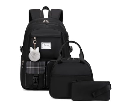 Joymoze Women Fashion Travel Backpack Set Roomy Laptop Rucksack Set Casual Daypack for Girl Black - color: Black