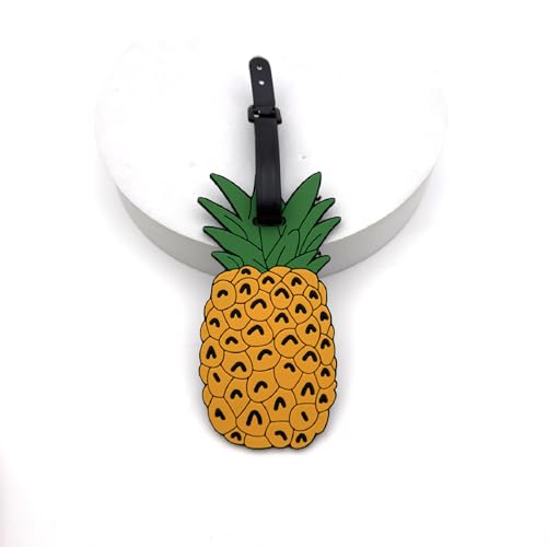 Cute Silicone Luggage Tag for Women Men Unique Travel Bag Tags Funny Colorful Identifier Suitcase Label (Pineapple) - color: Pineapple