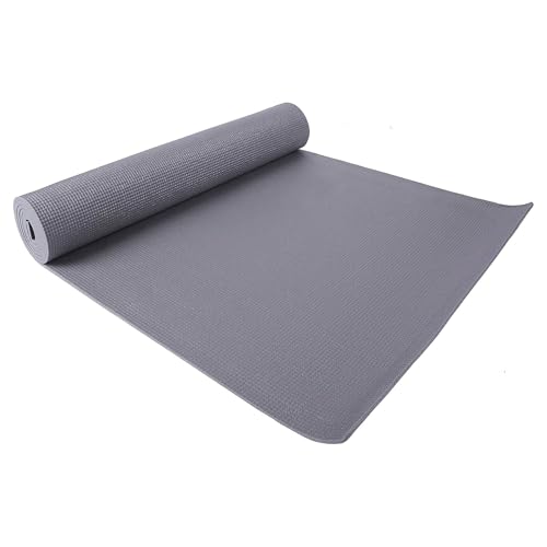 Fitvids All Purpose 1/4-Inch High Density Anti-Tear Exercise Yoga Mat with Carrying Strap, Multiple Colors - color: Gray
