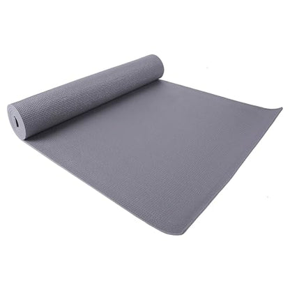 Fitvids All Purpose 1/4-Inch High Density Anti-Tear Exercise Yoga Mat with Carrying Strap, Multiple Colors - color: Gray