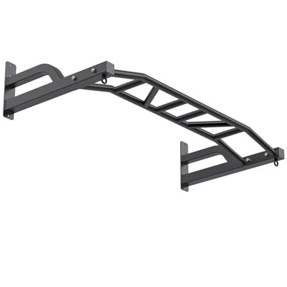 SELEWARE 48'' Heavy Duty Pull Up Bar Wall Mount Multi-function Chin up Bar with Home Gym Cable Pulley System LAT Pulldown Workout Attachments Heavy Bag Hanger - color: B. Black Pull Up Bar with Hangers